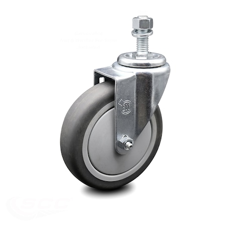 Service Caster 5 Inch Thermoplastic Rubber Wheel Swivel 12mm Threaded Stem Caster SCC SCC-TS20S514-TPRB-M1215